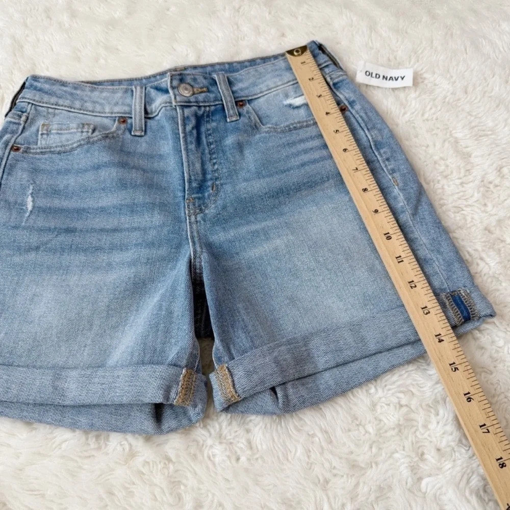 NWT Old Navy Women Blue Hight Waist OG Straight Denim Shorts US2 Preppy Classic - Picture 7 of 9